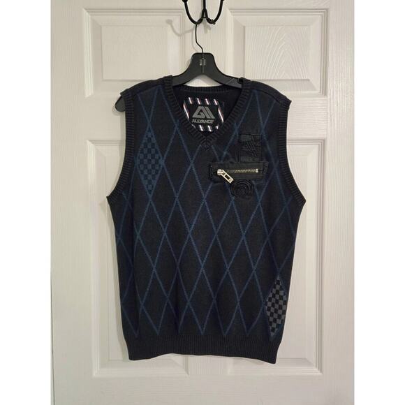 Allyance Men's Sweater Vest Size Large Cotton Blend Diamond Retro - Picture 2 of 15